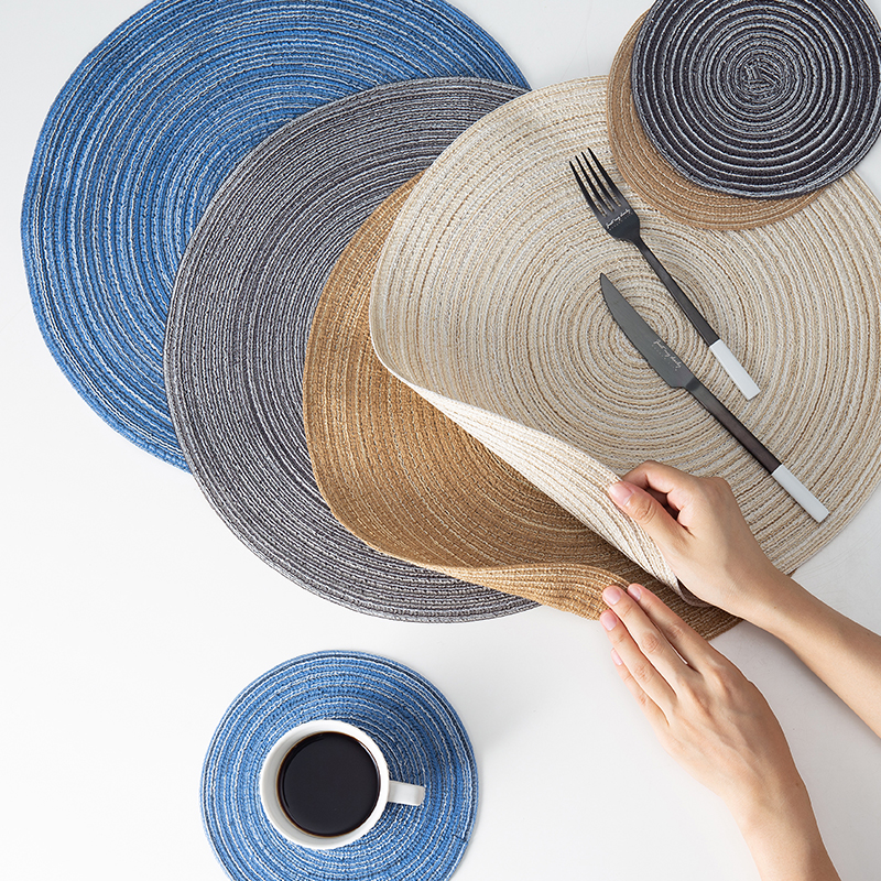 Mi Li Fengwu Japanese hemp placemat coaster insulation pad round anti-scalding pad household casserole non-slip mat bowl plate mat