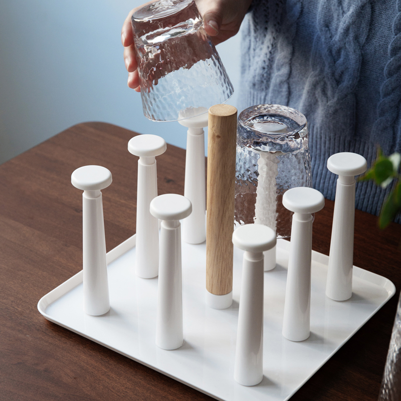 Mirewind Goblet Glass Rack Water Cup Rack Creativity Home Living Room Glass Cup Drain Shelve Rack With Tray Tea Cup Shelf