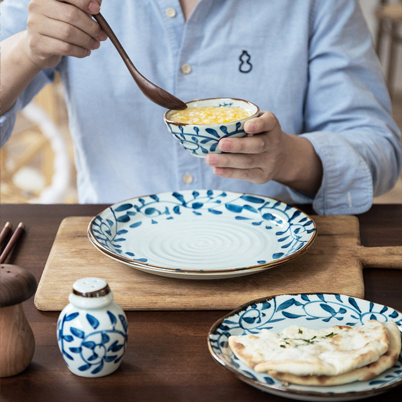 Mi Li Fengwu Japanese-style hand-painted underglaze color ceramic plate shallow plate dish home creative personality plate disc