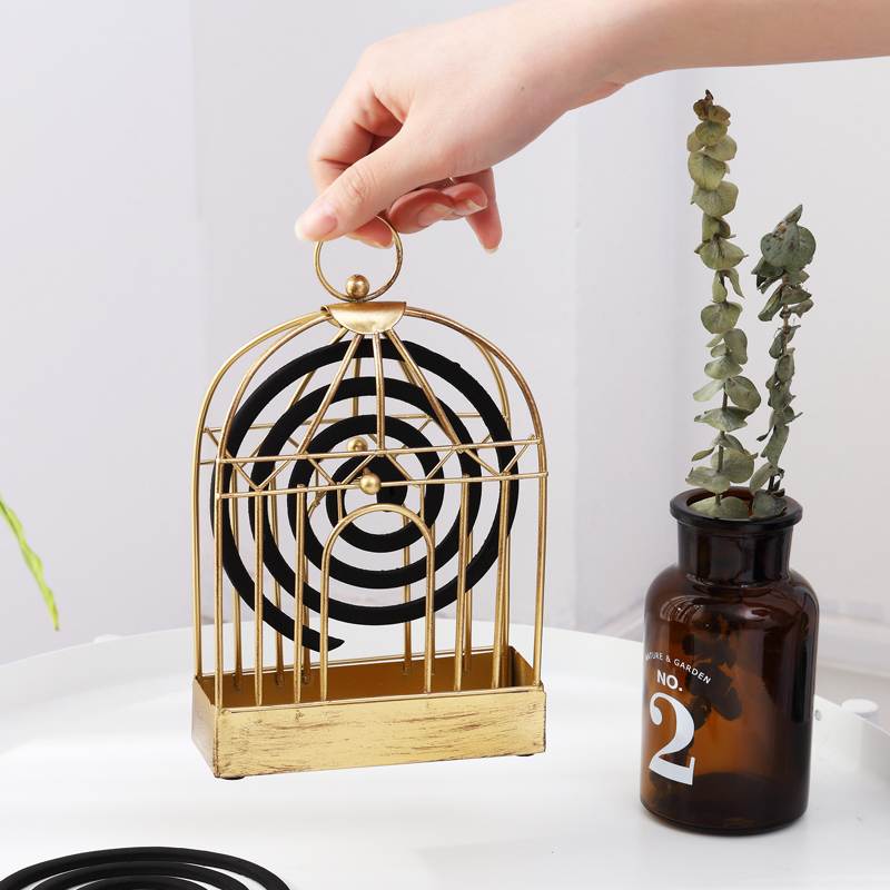 Mili style creative metal birdcage mosquito-repellent incense rack sandalwood tray support multi-functional Nordic retro home decoration