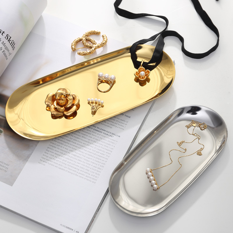 Mi Lifeng Things Ins Style Stainless Steel Small tray Jewelry Plate Metal Small Dish Gold Bullion Color tray Decorative Tray