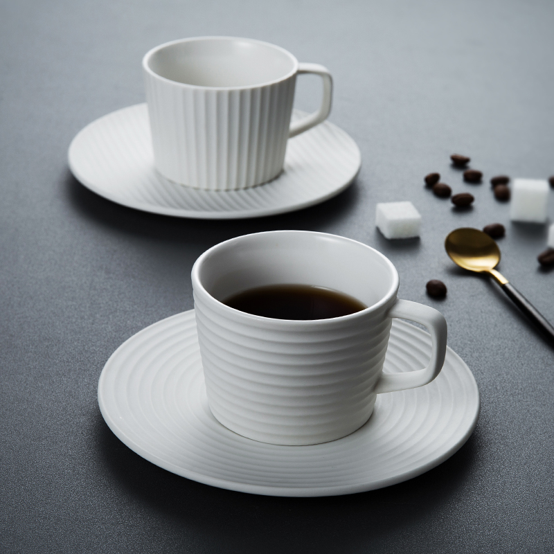 Mili style Japanese striped coffee cup and saucer set ceramic mug cup water cup milk cup simple coffee cup