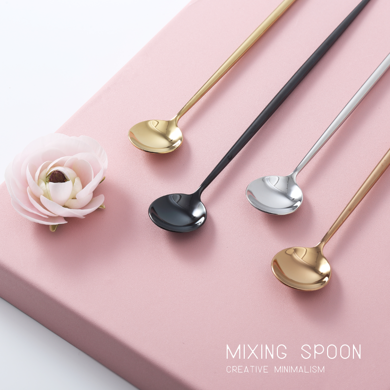 Milap Wind Creative Stainless Steel Coffee Spoon Golden Long Handle Stirring Spoon Long Spoon Juice Spoon Ice Spoon