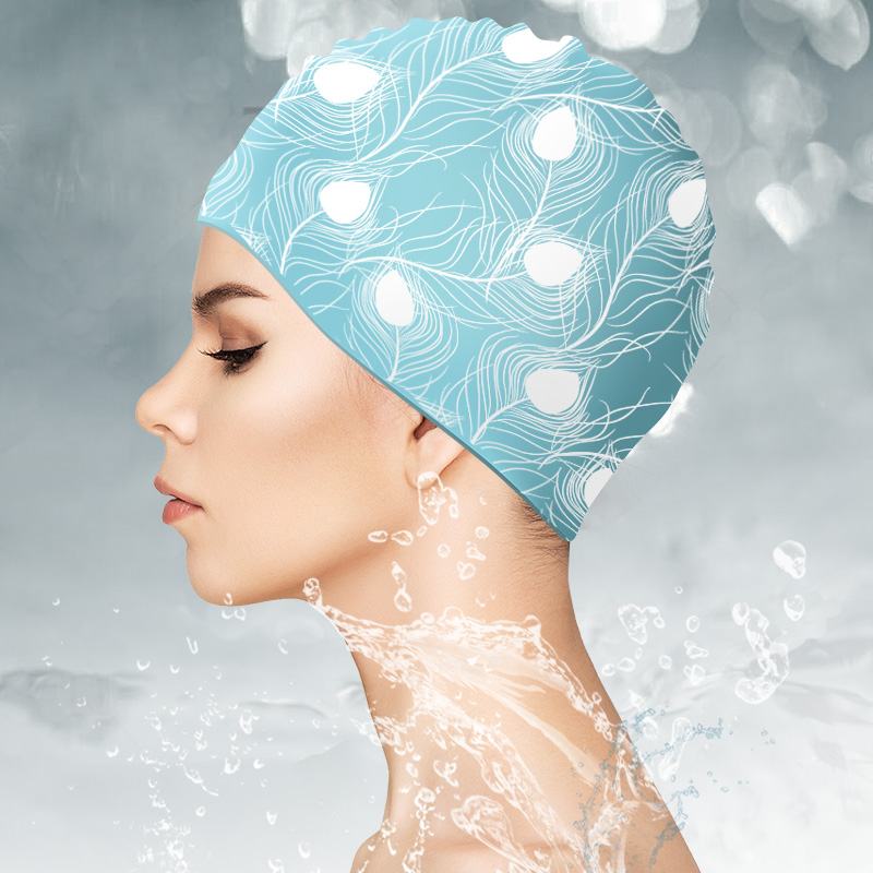 Swimming cap female cute silicone waterproof non-Le head Japanese goggles Swimming cap swimming bag set professional and comfortable swimming equipment