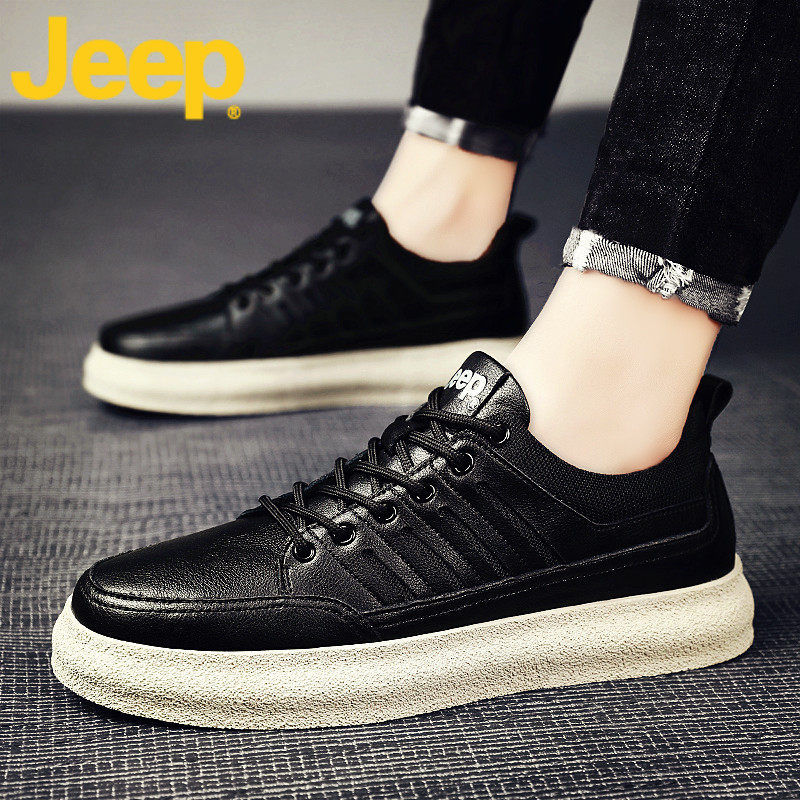 jeep Jeep sneakers men's shoes 2022 new winter leather shoes men's casual all-match leather shoes men's trendy shoes - Taobao