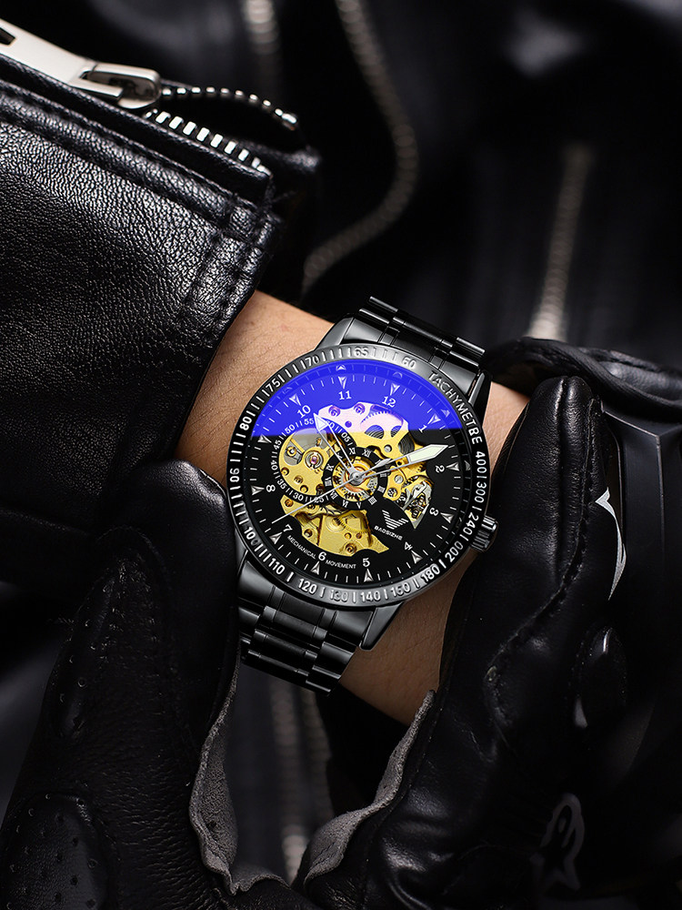 Fully Imported Famous Brand Watch Men's Mechanical Watch Student Trendy Cut Out Fully Automatic Top Ten Waterproof Men's Genuine Brand