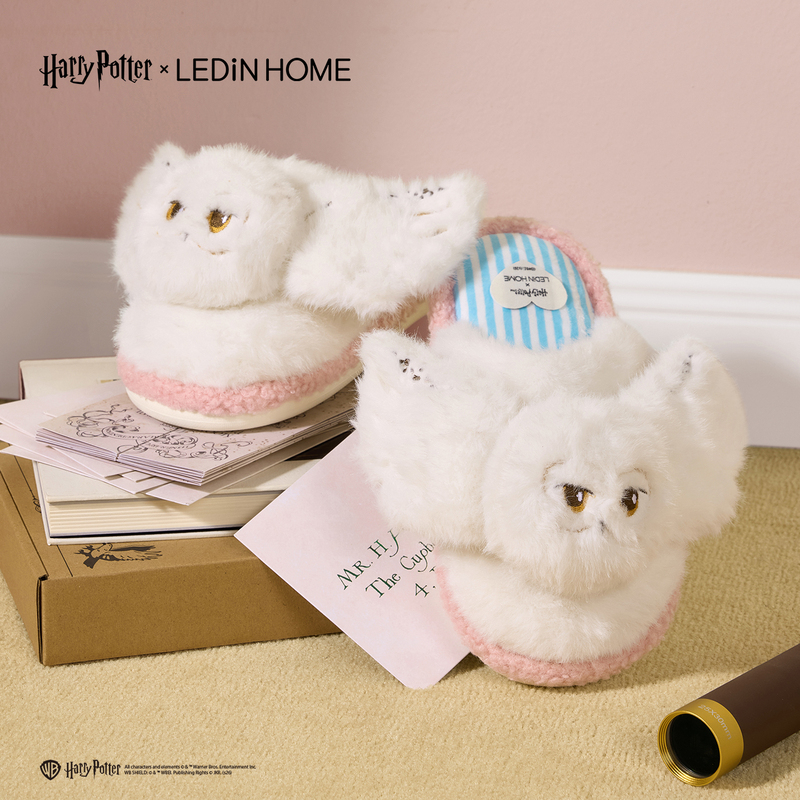 Leding New Slippers Cotton Slippers Home Shoes Harry Potter Collaboration Non-Slip Sole Warm Shoes Hedwig Plush Women's