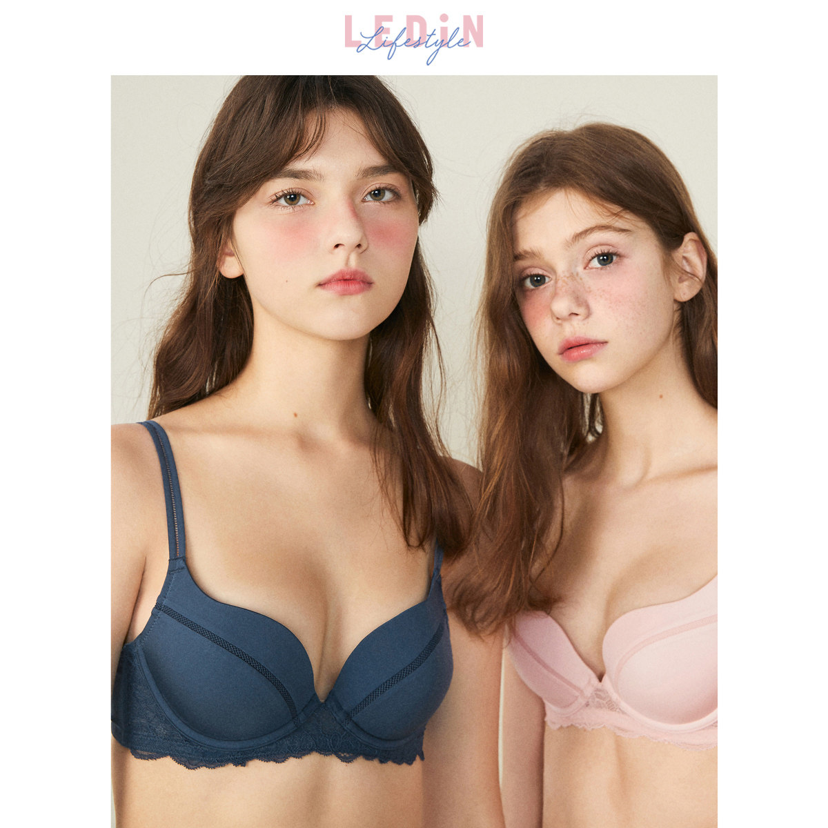 Leting underwear female beauty back lace lace modal push-up bra double shoulder strap hollow memory steel ring bra