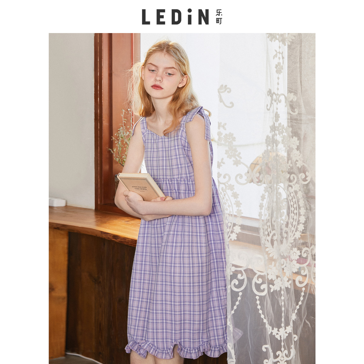 Leting tie dress ocean style nightdress pajamas female summer thin section outerwear home service cute girl long section