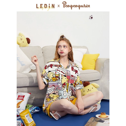 乐町 Милая пижама для отдыха, милый комплект для школьников, короткий рукав, оверсайз