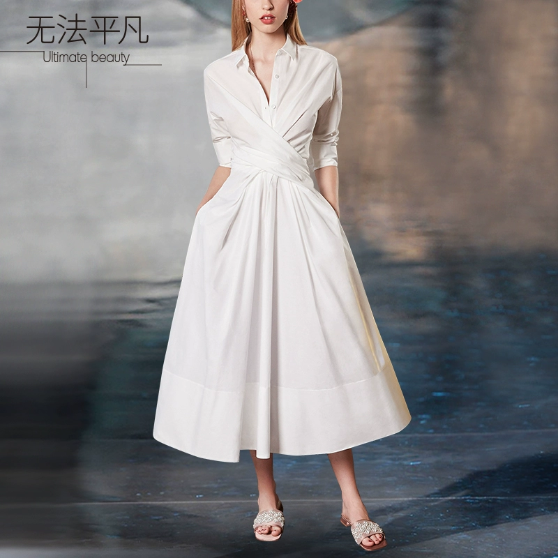Không thể là bình thường cao cấp tùy chỉnh CV nơi làm việc người hâm mộ haute couture tính khí trắng eo đầm mỏng quần áo phụ nữ - váy đầm