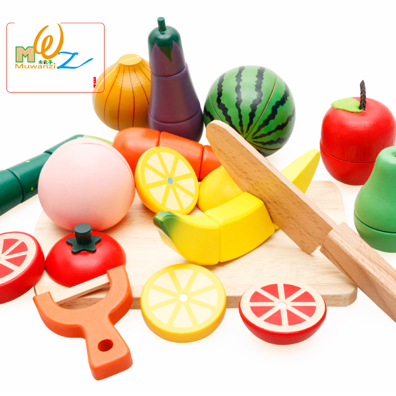 Wooden Cut Chele Magnetic Fruit and Vegetable Cut Watch Play Home Wine Kitchen Cut Fruit Toys 2 3 4 Years Old