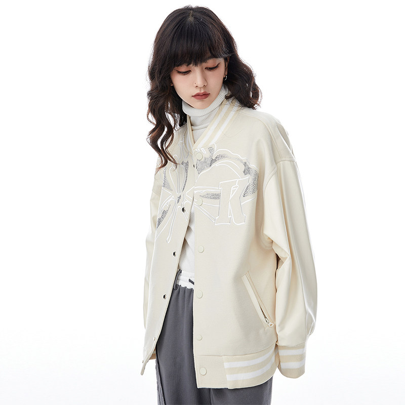 LKONE original design tide hot drilling coloured baseball clothing jacket Spring and Autumn couple coat thin and female