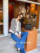 ROEYWANG homemade jin mouth French small fragrant tweed coat 2020 new female temperament Joker Gray