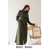 ROEY WANG pu leather jacket female 2020 Spring and Autumn New Korean loose long waist windbreaker