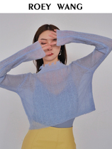 ROEY WANG 2020 Autumn vintage lazy sweater women mohair two-piece short top sweater