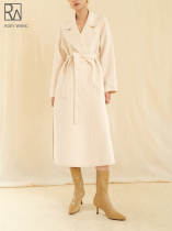 ROEY WANG Australian wool double-sided cashmere hand-stitched suit collar middle-length coat wool coat