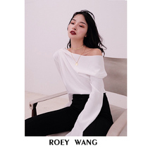 ROEY WANG shirt womens early autumn design sense niche loose shirt retro Hong Kong long sleeve strapless shirt