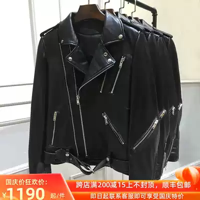 GD Song Joong Ki star same SLP wind slim trend short Haining leather motorcycle leather jacket men's jacket