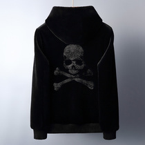 High quality cashmere jacket male hooded real hair Korean fashion handsome leather wool one lamb fur jacket