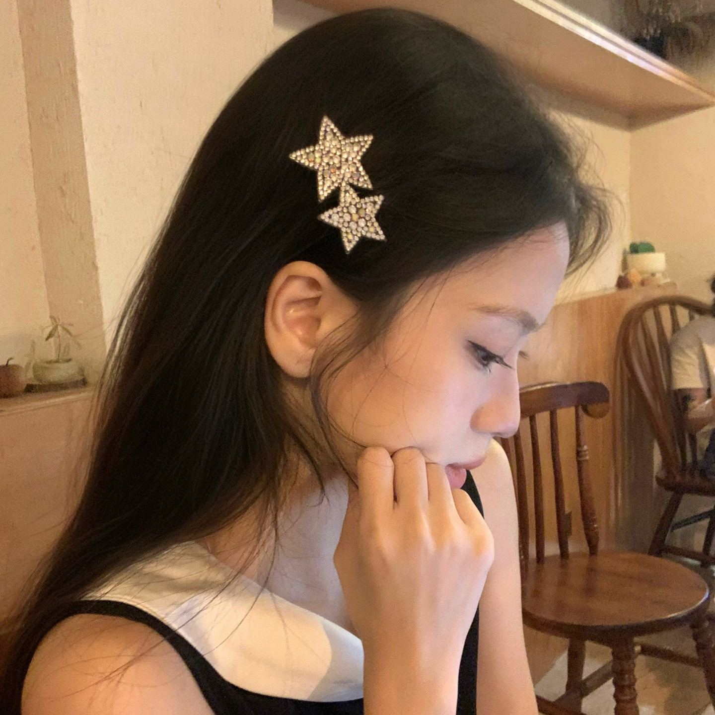 Sparkling star hair comb for a voluminous high crown, back comb for stylish back hair styling, hair clips, bangs hair accessories