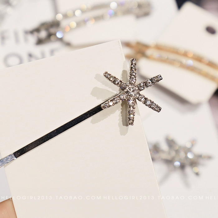 JENNIE Jin Zhini với đoạn Super flash bling rhinestone kẹp tóc đầy kim cương bangs clip từ clip phụ kiện tóc Hàn Quốc nữ - Phụ kiện tóc