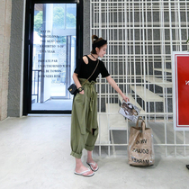 Fat sister 2021 new spring and summer dress large size womens clothing suitable for crotch thigh thick pants loose wide leg womens pants