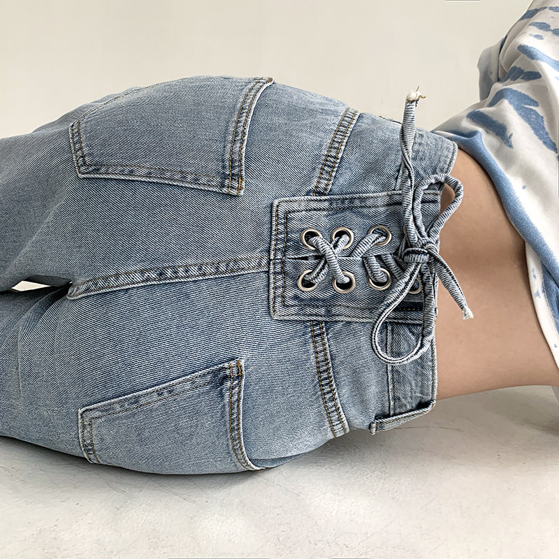 Hot girls straight jeans female fat sister plus size women's autumn clothing new style 2022 loose high waist wide legs slim trendy