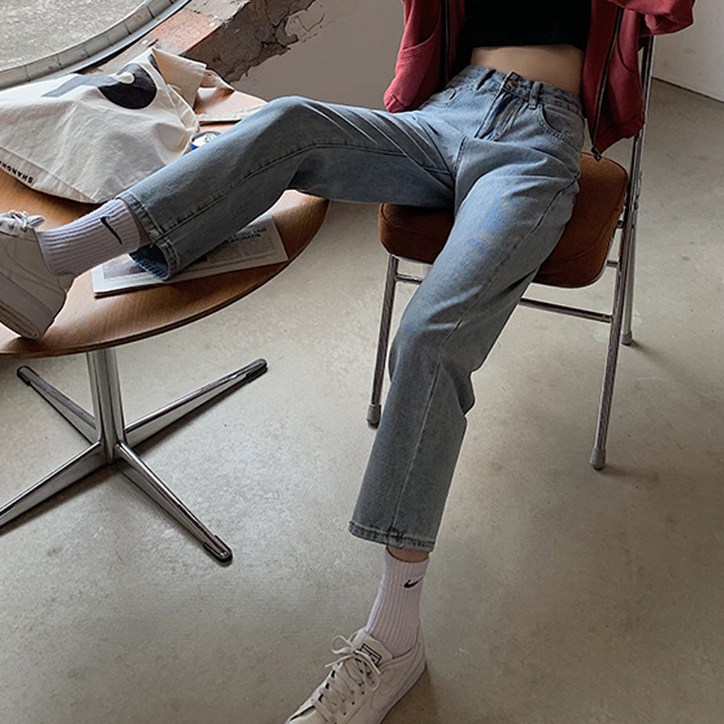 Large size women's clothing 2022 autumn fit new fat sister mm loose high waist 90% straight cylinder wide leg jeans child tide