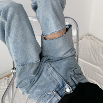 Spice Girl Breaking Jeans Women Straight Loose High Waist Pants Fat Sisters Plus Size Women Autumn Clothing 2021 New Tide