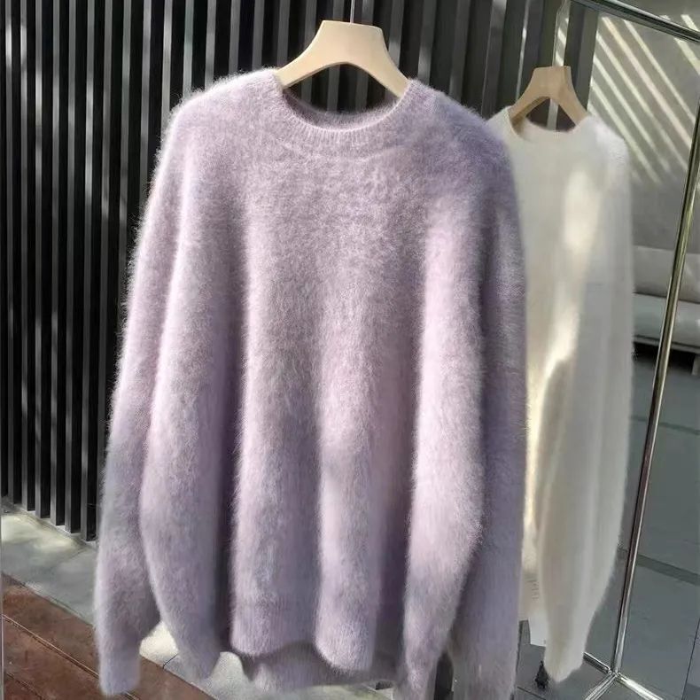 Mink Velvet Round Neck Thickened Sweater for Women, Autumn and Winter Fleece-Lined, Loose, Gentle, Lazy Style, Soft and Cozy Inner Knit Top Mink Velvet Round Neck Thickened Sweater for Women, Autumn and Winter Fleece-Lined, Loose, Gentle, Lazy Style, Soft and Cozy Inner Knit Top