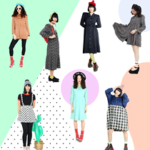 Foreign purchases Back to retro vintage plaid 60S Herben Lace OversizeT Shirt Dress with dress