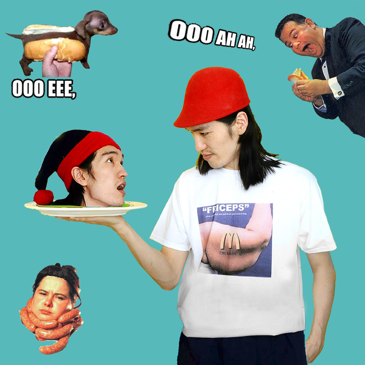 NIANS Evil Fun Friceps Vigorous McDonald's Round Collar Short Sleeve Lovers Pure Cotton T-shirt