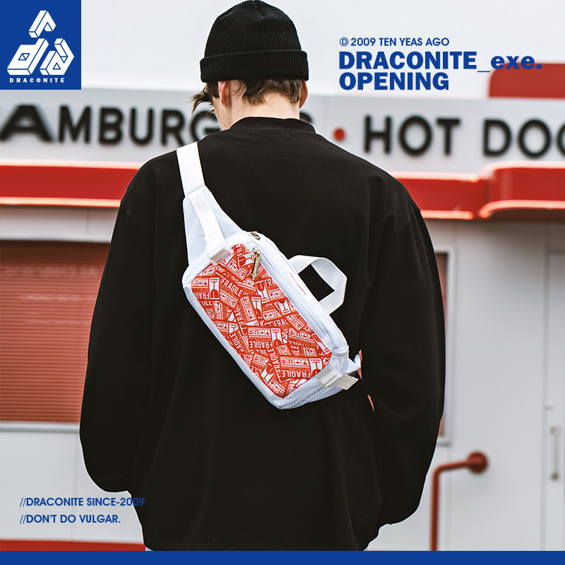 DRACONITE tide brand original backpack hip hop street personality bungee carrying small chest bag women's belt bag men's 13396