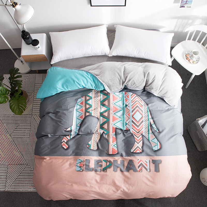 Chăn đôi mảnh 200x230cm một mặt bông bên flannel Phong cách Bắc Âu Mỹ antler biểu tượng chăn bìa - Quilt Covers chăn cotton