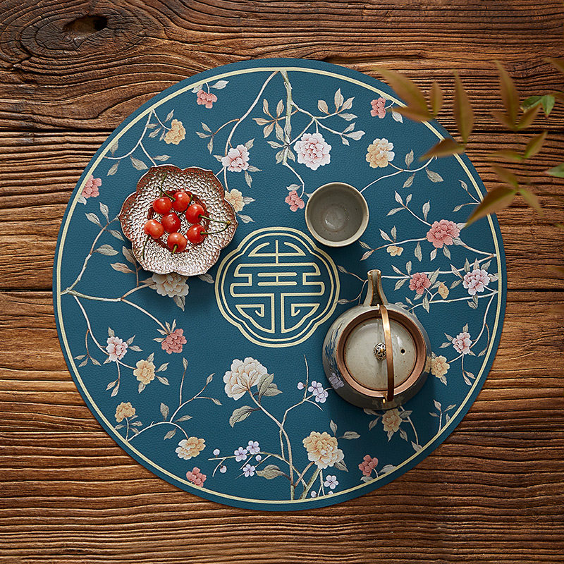 New Chinese style leather placemat heat insulation and anti-scalding table mat G89 modern waterproof and oil-proof bowl mat coaster vase mat