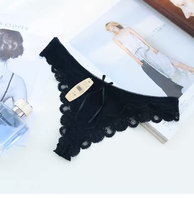 Đồ lót cotton châu Âu và Mỹ gợi cảm eo thấp thắt nơ trong suốt cám dỗ phụ nữ thong T quần quần áo lót