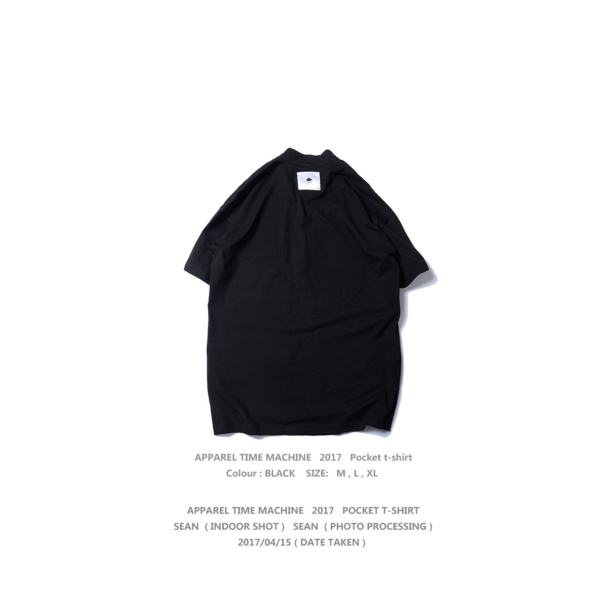 APPAREL TIME MACHINE2017国潮原创T恤魔术贴微立领拉链黑色短袖