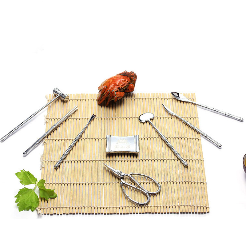 Zhang Koizumi Eating Crab Tools Crab Eight Pieces Stainless Steel Crab Pliers Crab Fork Crab Cut Eating Crab Hammer 8 Pieces Tool Suit-Taobao