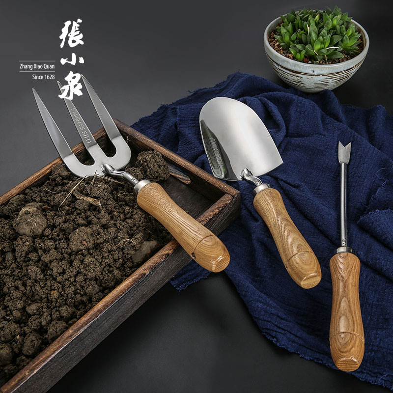 Zhang Koizumi Chunyue Horticulture Three sets of planting flowers small shovel Pine Earth Fork Stainless Steel Gardening Spade for Transplanting Seedlings and Gardening Fork-Taobao