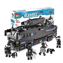 Woma Child Puzzle Spelling building block SWAT Team Series C0547 Storm Force Combat Buses