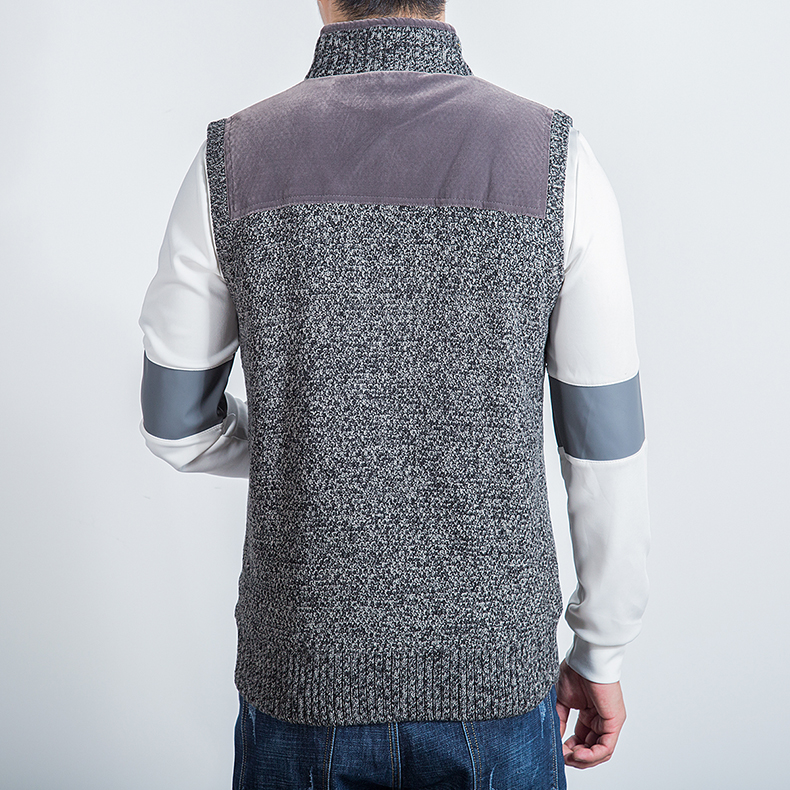 Áo vest nam mùa đông cộng với áo len cashmere trung niên dệt kim áo len đệm ấm áp không tay cha áo cardigan nam