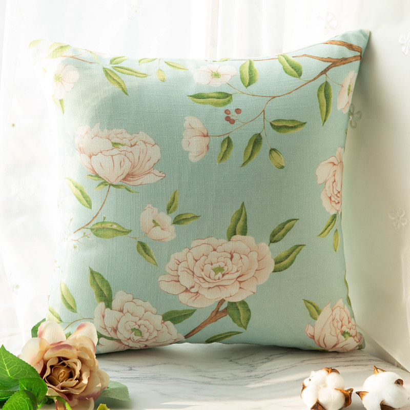 New American Fields Garden Art Little Fresh Cloth Art Sofa Hug Pillowcase Back Cushion Cover Living-room Leaning Pillow Cover without core