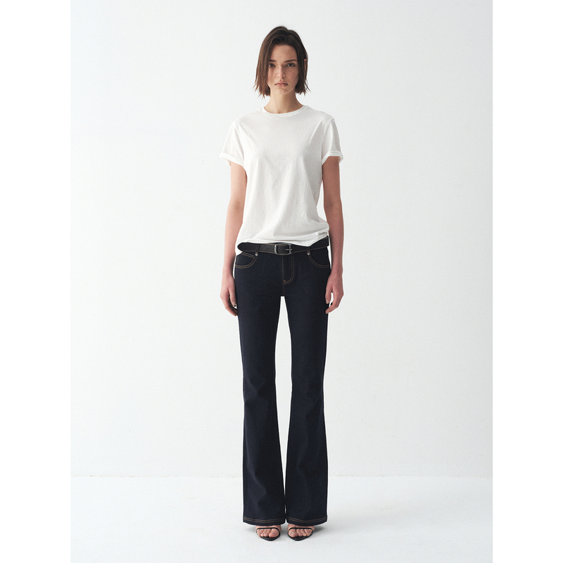 Sans Frontieres Js01 Low-Waisted Slim-Fit Micro-Flared Raw Denim Low-Stretch Jeans