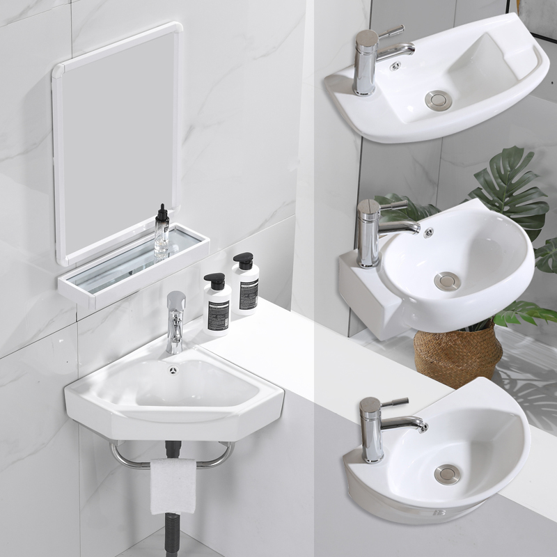 Small apartment type wall-mounted washbasin wash basin ceramic simple mini corner basin balcony bracket small washbasin washstand