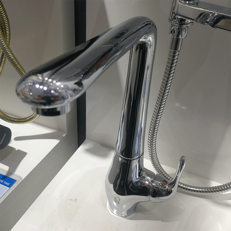 Arrow sign bathroom storefront with the same noodle basin tap product