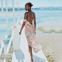 ZA2024 autumn new fashion women's backless contrasting printed suspender long dress 2587158 330