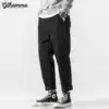 Summer casual pants men's black jeans Men's pants Men's loose straight trend loose overalls elastic waist