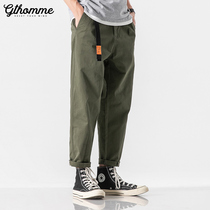 2021 autumn new mens overalls loose straight Korean trend Joker leisure ankle-length pants Tide brand