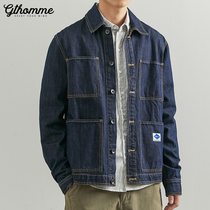 Autumn new mens denim jacket loose trend long sleeve retro tide brand handsome casual jacket denim men